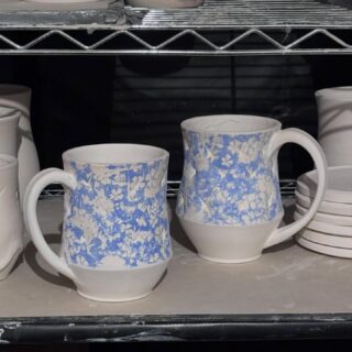 cobalt floral skull cushion mugs? sure
still more steps before the glaze kiln