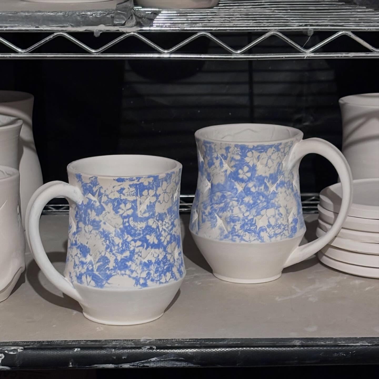 cobalt floral skull cushion mugs? sure
still more steps before the glaze kiln