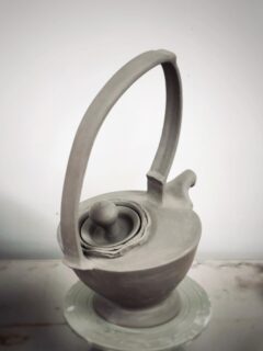 I tried to copy one of the pots that @jackietalmeylennon made recently.
i think i got close. deffinatly precarious things happening. Im still not sure how i can take the ideas and make them my own yet, but i did some things i havent done before. this was deff a push on my skill limits. lots of new things for me.
the ridiculous handle and offset lid are my favourite parts.
I might still do some carving. depends if i trust that handle.
this was a really cool learning experience.
#teapot
#ceramicteapot
#handbuiltceramics
#contemporaryceramics
potterylove