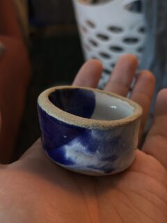 my first pottery, november 2023.
i dont hate it. it IS awful. even for a first, bad.
but i was 100% lost when i made it. not just with pottery. i had no idea what i was doing or where anything in my life was going.
looking at it now, i dont really see a bad pot. i see proof that things can get better, even when you cant see how yet.
